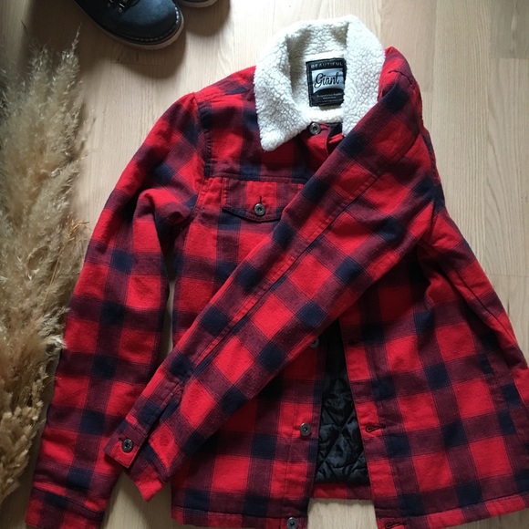 Plaid Flannel Jacket with Fleece Collar - Picture 5 of 8
